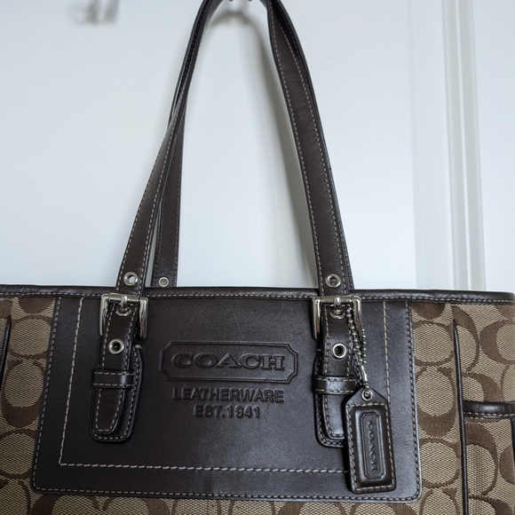 Coach Brown and Tan Tote Bag - Picture 2 of 5